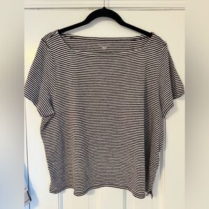 Eileen Fisher brown striped organic linen crew neck t-shirt
Retails: $128